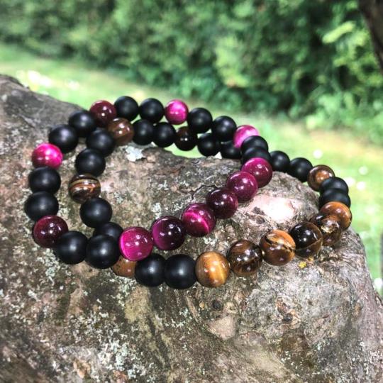 Minerální náramky tygří oko, onyx - KOUZLA A ČÁRY